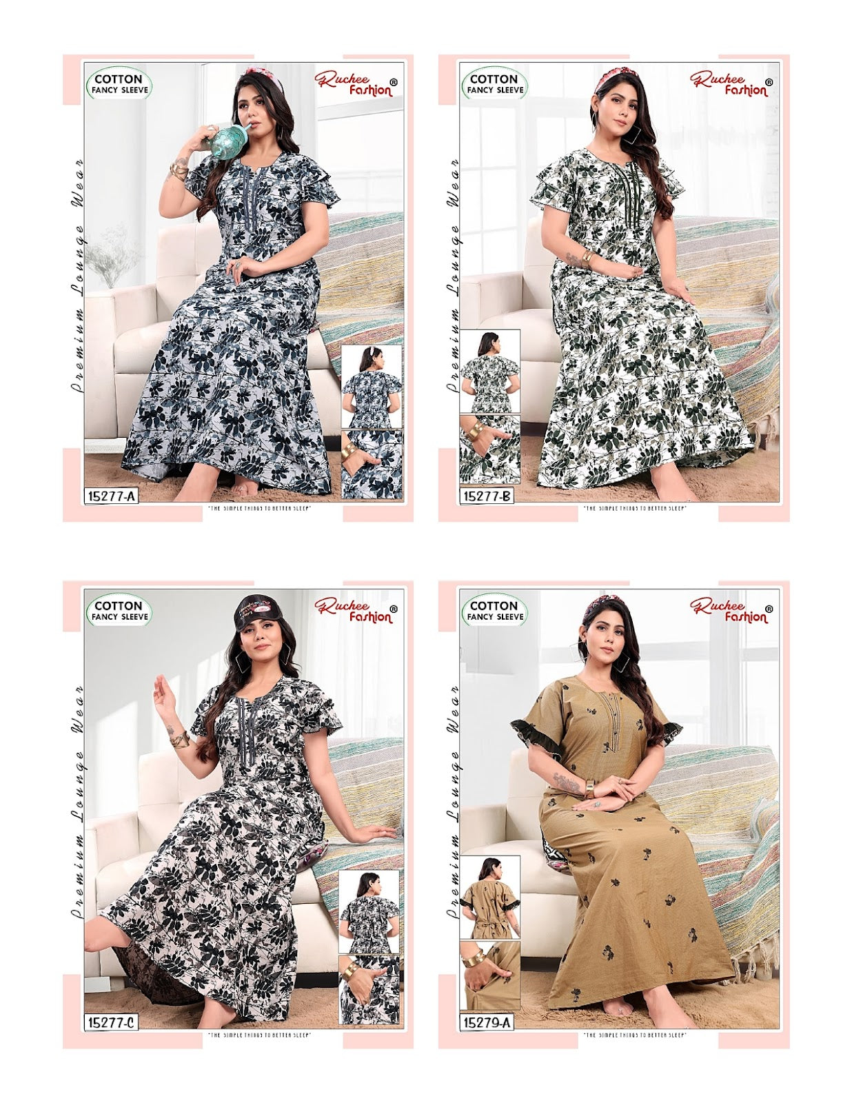 Cotton 0507 Ruchee Fashion Night Gowns Wholesale Price