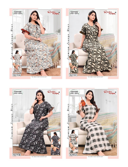 Cotton 0507 Ruchee Fashion Night Gowns Wholesale Price