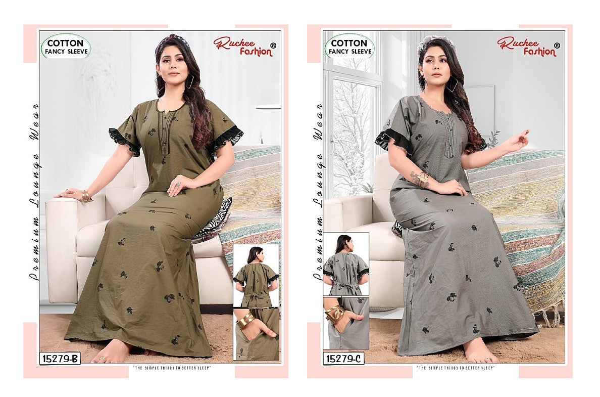 Cotton 0507 Ruchee Fashion Night Gowns Wholesale Price