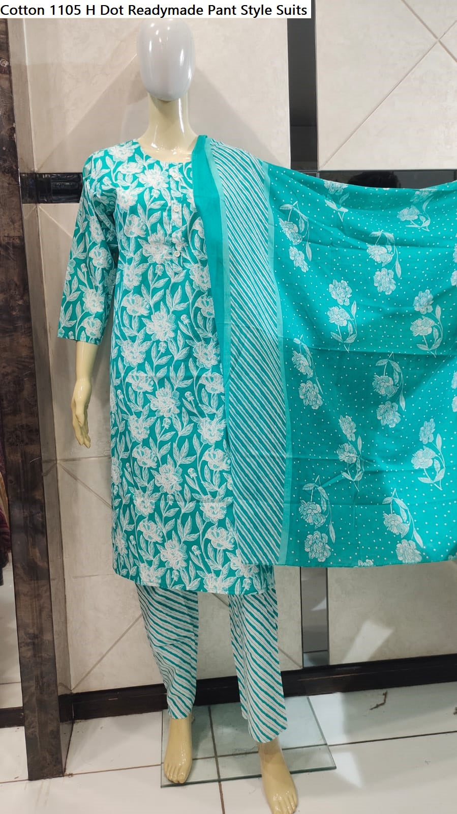 Cotton 1105 H Dot Readymade Pant Style Suits Exporter Ahmedabad