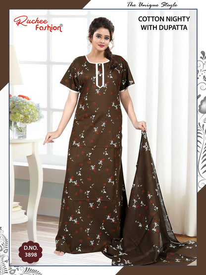Cotton 111225 Ruchee Fashion Night Gowns With Dupatta Wholesaler Ahmedabad