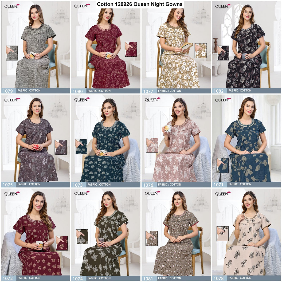 Cotton 120926 Queen Night Gowns Wholesale