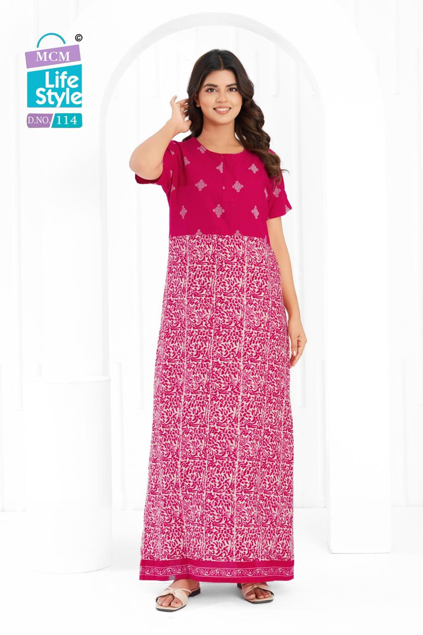 Cotton 1404 Mcm Lifestyle Night Gowns Wholesaler
