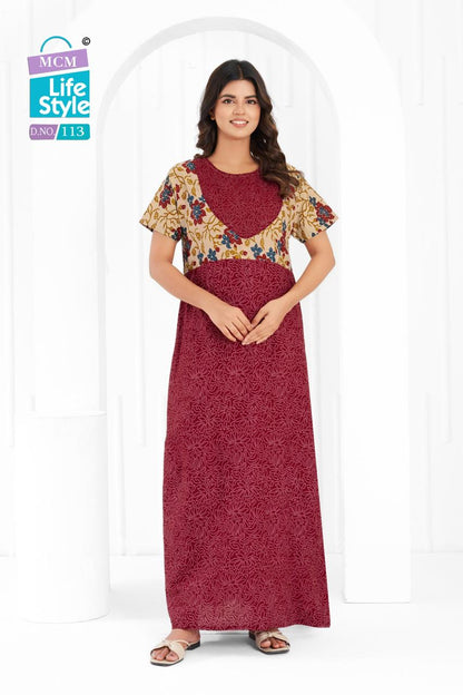 Cotton 1404 Mcm Lifestyle Night Gowns Wholesaler