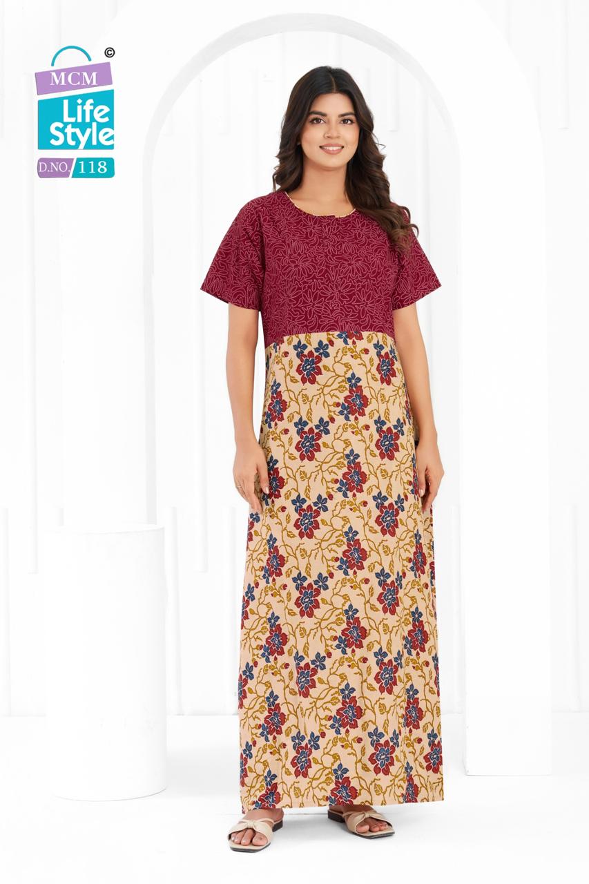 Cotton 1404 Mcm Lifestyle Night Gowns Wholesaler