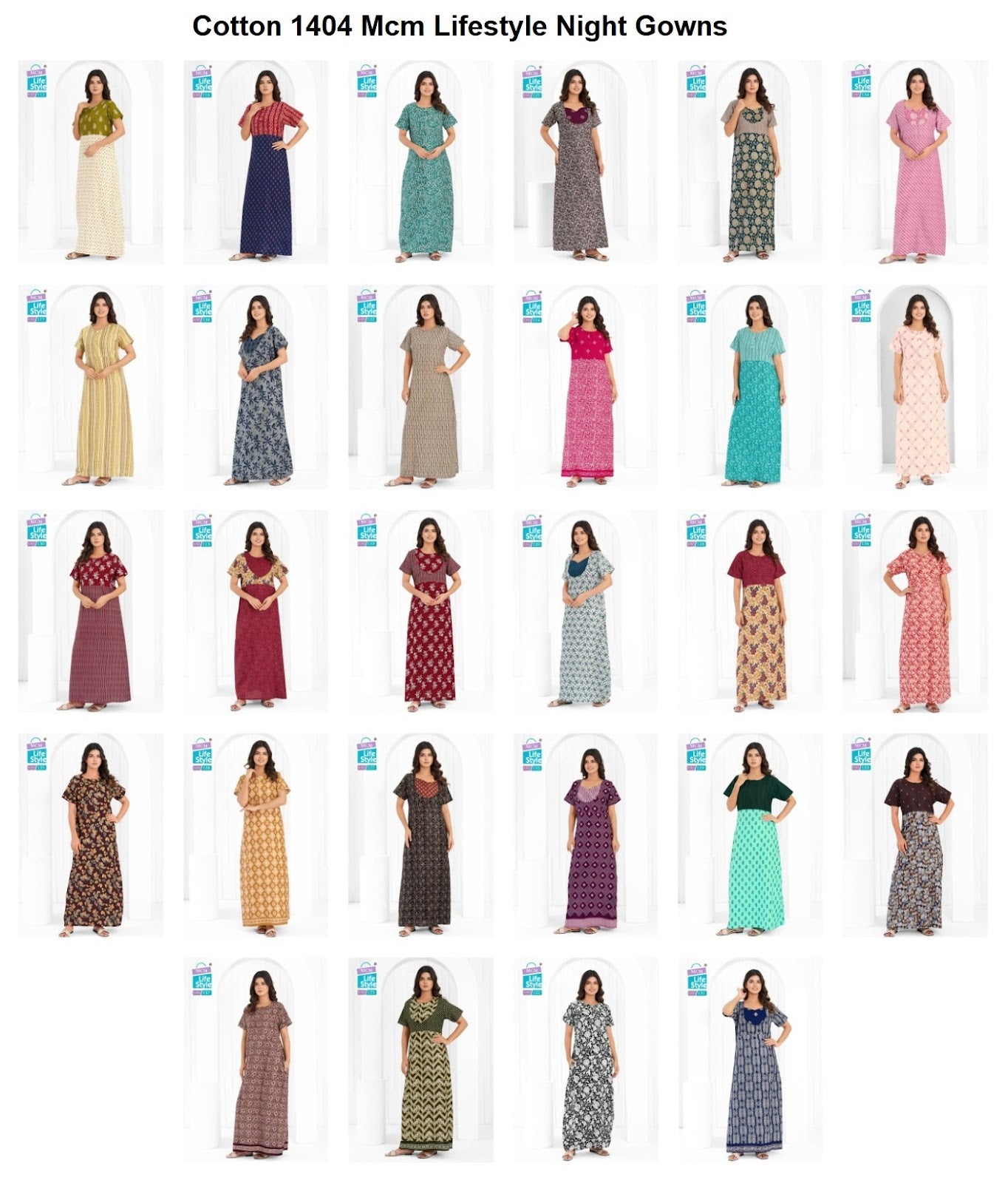 Cotton 1404 Mcm Lifestyle Night Gowns Wholesaler