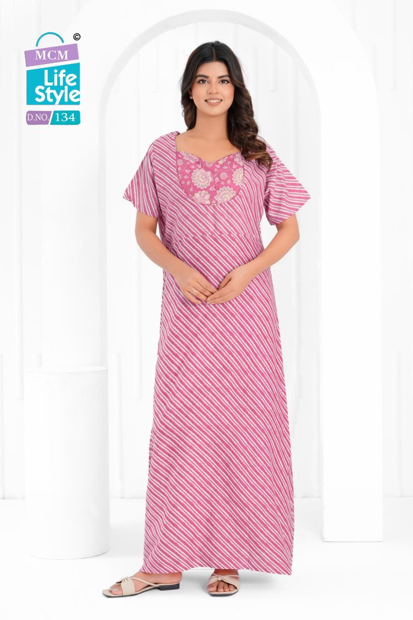 Cotton 1404 Mcm Lifestyle Night Gowns Wholesaler