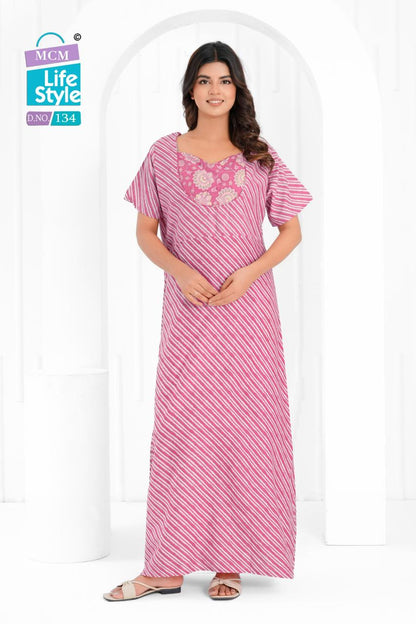 Cotton 1404 Mcm Lifestyle Night Gowns Wholesaler