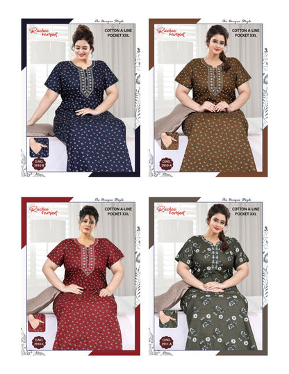 Cotton A-Line 1112 Ruchee Fashion Night Gowns Manufacturer India