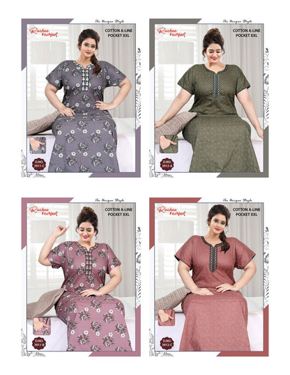 Cotton A-Line 1112 Ruchee Fashion Night Gowns Manufacturer India