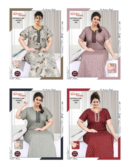 Cotton A-Line 1112 Ruchee Fashion Night Gowns Manufacturer India