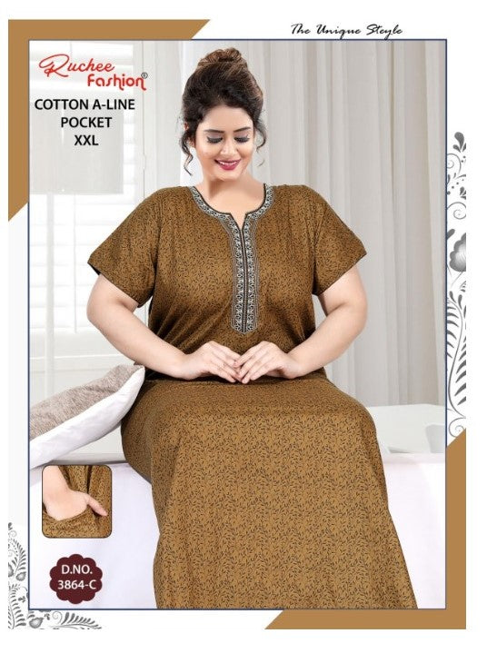 Cotton A-Line 1112 Ruchee Fashion Night Gowns Manufacturer India