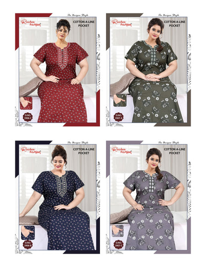 Cotton A-Line Ruchee Fashion Night Gowns Exporter