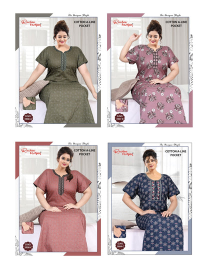 Cotton A-Line Ruchee Fashion Night Gowns Exporter