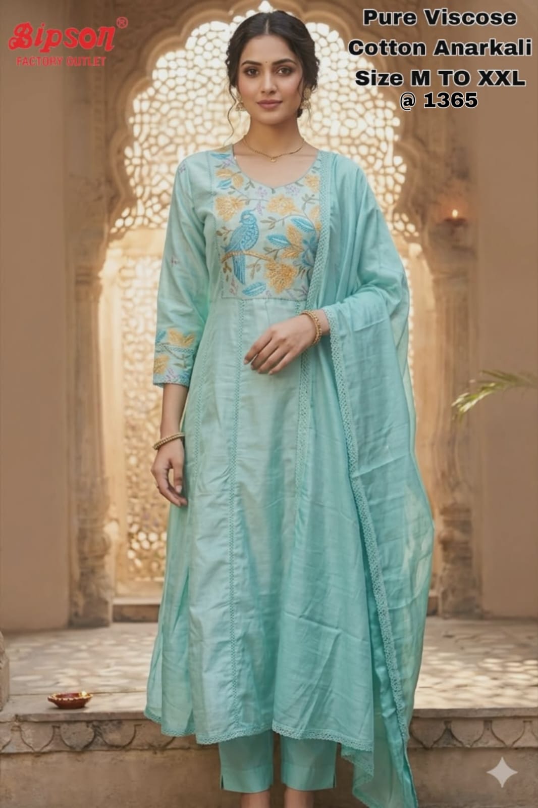 Cotton Anarkali 0406 Bipson Prints Viscose Readymade Pant Style Suits Exporter Ahmedabad