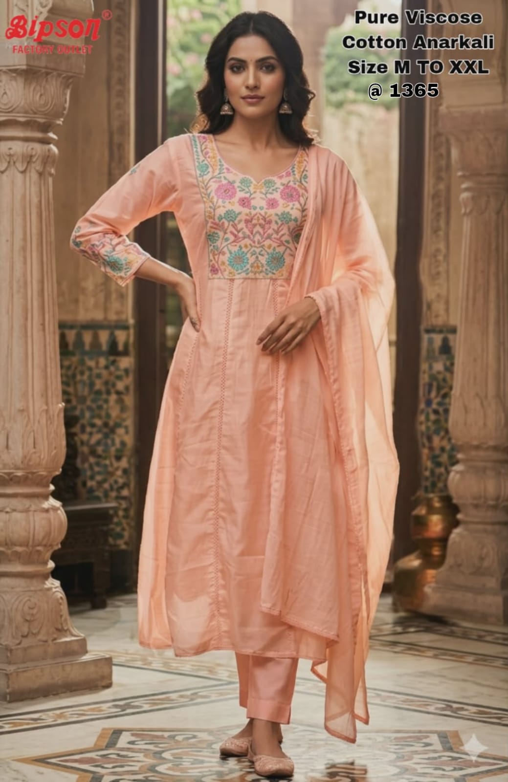 Cotton Anarkali 0406 Bipson Prints Viscose Readymade Pant Style Suits Exporter Ahmedabad