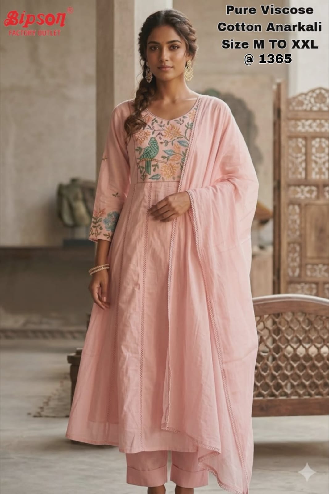 Cotton Anarkali 0406 Bipson Prints Viscose Readymade Pant Style Suits Exporter Ahmedabad
