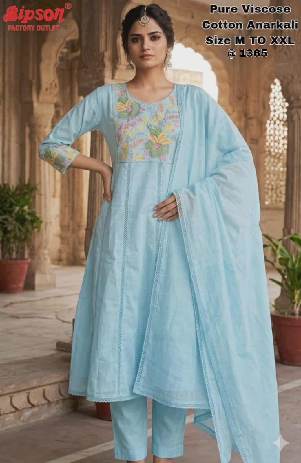 Cotton Anarkali 0406 Bipson Prints Viscose Readymade Pant Style Suits Exporter Ahmedabad