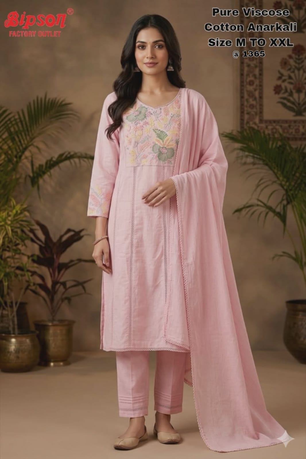 Cotton Anarkali 0406 Bipson Prints Viscose Readymade Pant Style Suits Exporter Ahmedabad