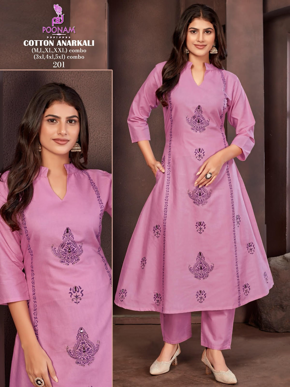 Cotton Anarkali Poonam Designer Kurti Pant Set Manufacturer