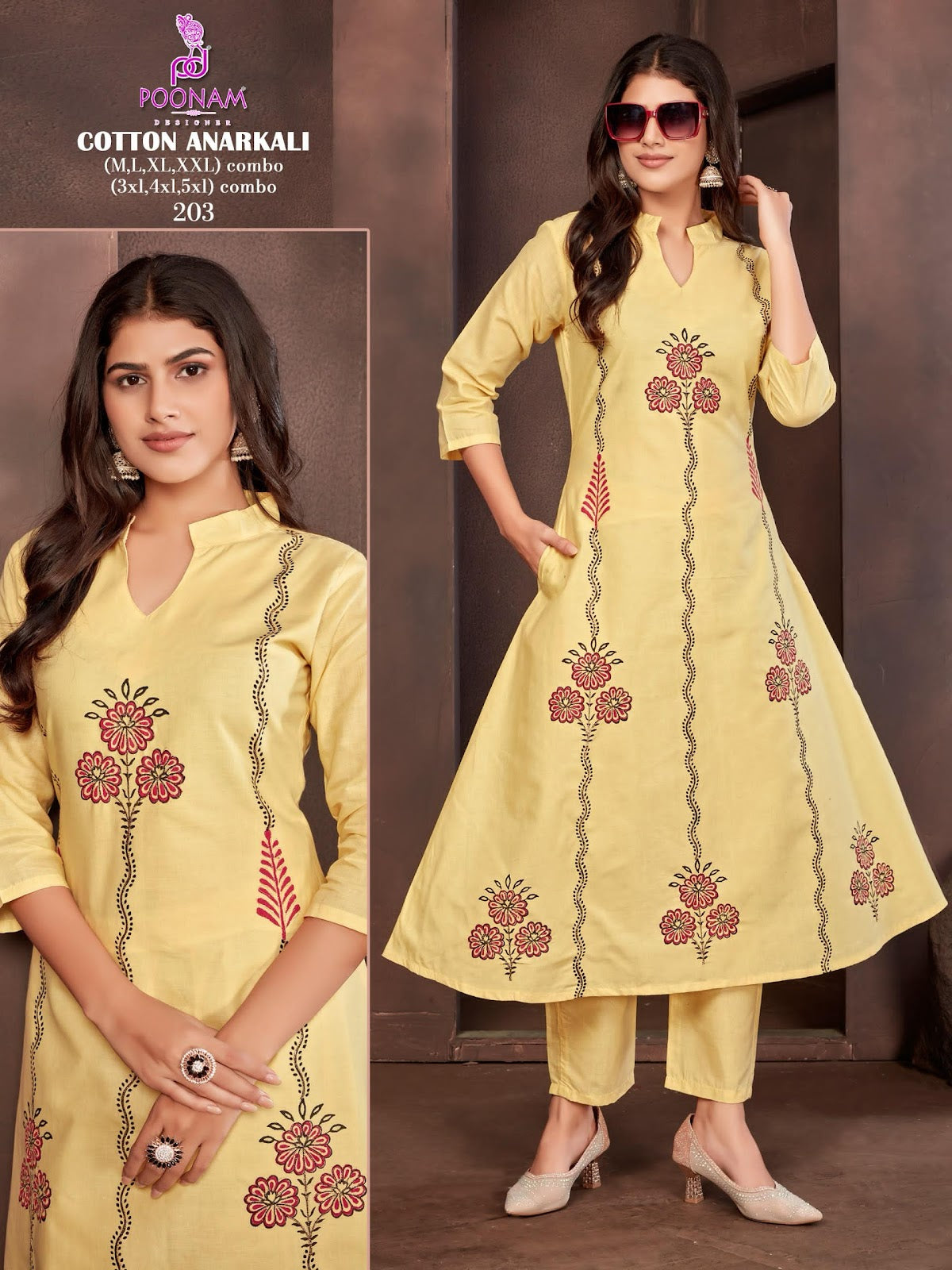 Cotton Anarkali Poonam Designer Kurti Pant Set Manufacturer