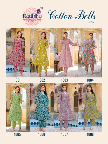Cotton Bells Vol 1 Radhika Lifestyle Cotton Kurti Pant Set Wholesale Rate
