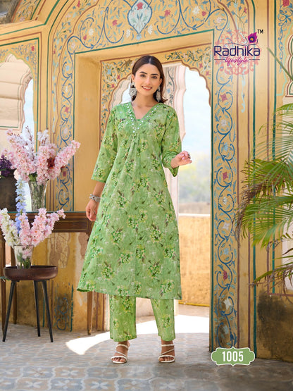 Cotton Bells Vol 1 Radhika Lifestyle Cotton Kurti Pant Set Wholesale Rate