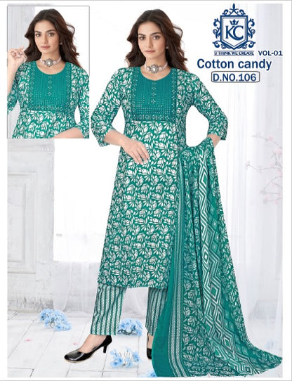 Cotton Candy Vol 1 Kcf Cotton Readymade Pant Style Suits Exporter