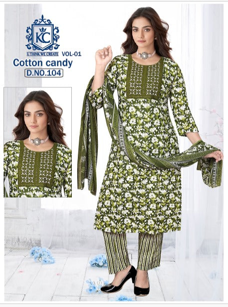 Cotton Candy Vol 1 Kcf Cotton Readymade Pant Style Suits Exporter