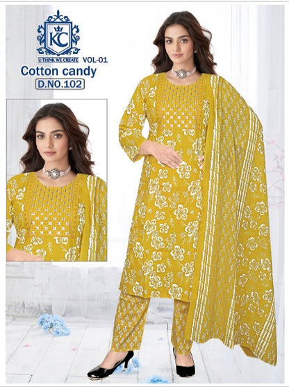 Cotton Candy Vol 1 Kcf Cotton Readymade Pant Style Suits Exporter