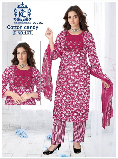 Cotton Candy Vol 1 Kcf Cotton Readymade Pant Style Suits Exporter