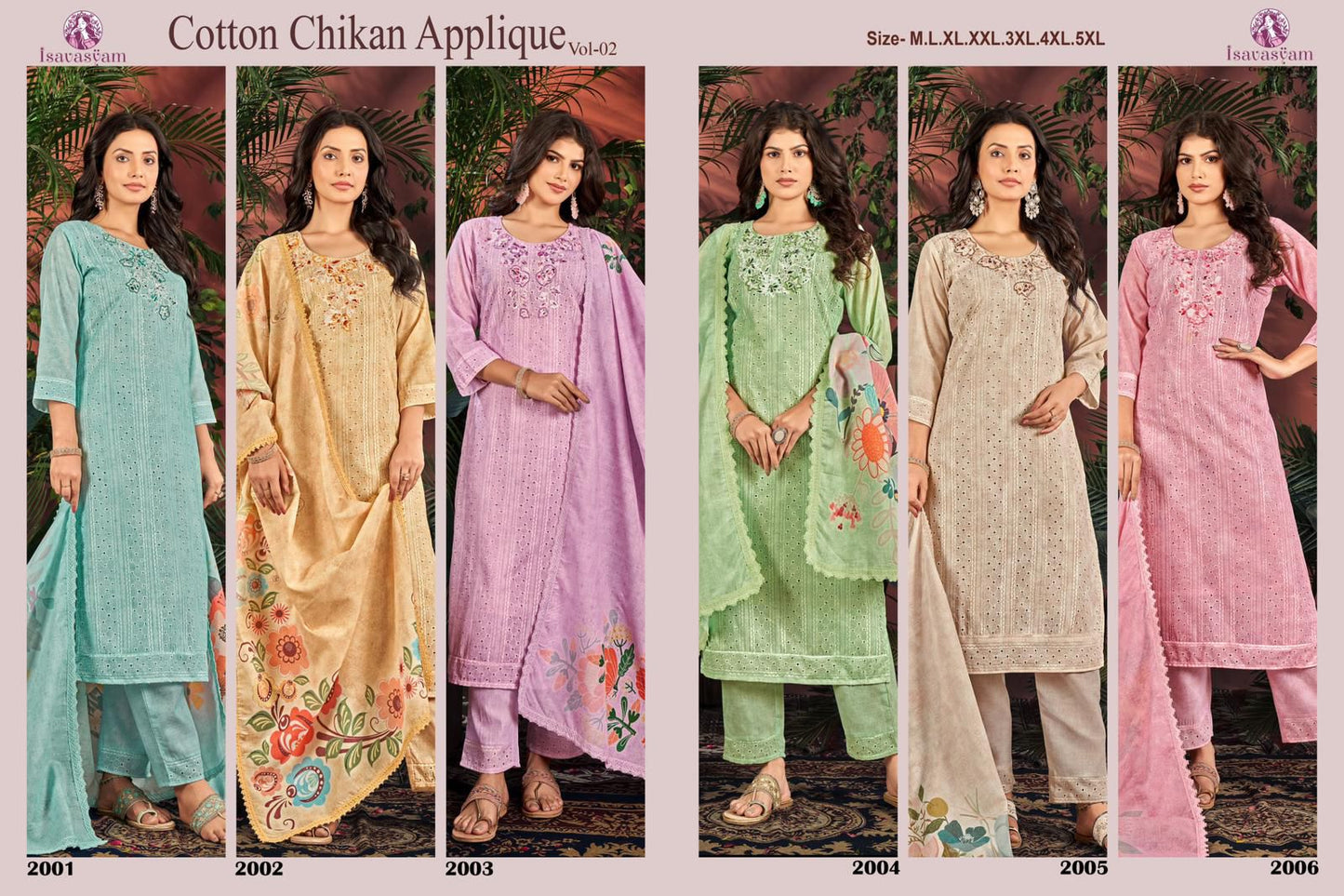 Cotton Chikan Applique Vol 2 Isavasyam Cambric Readymade Pant Style Suits Supplier Ahmedabad