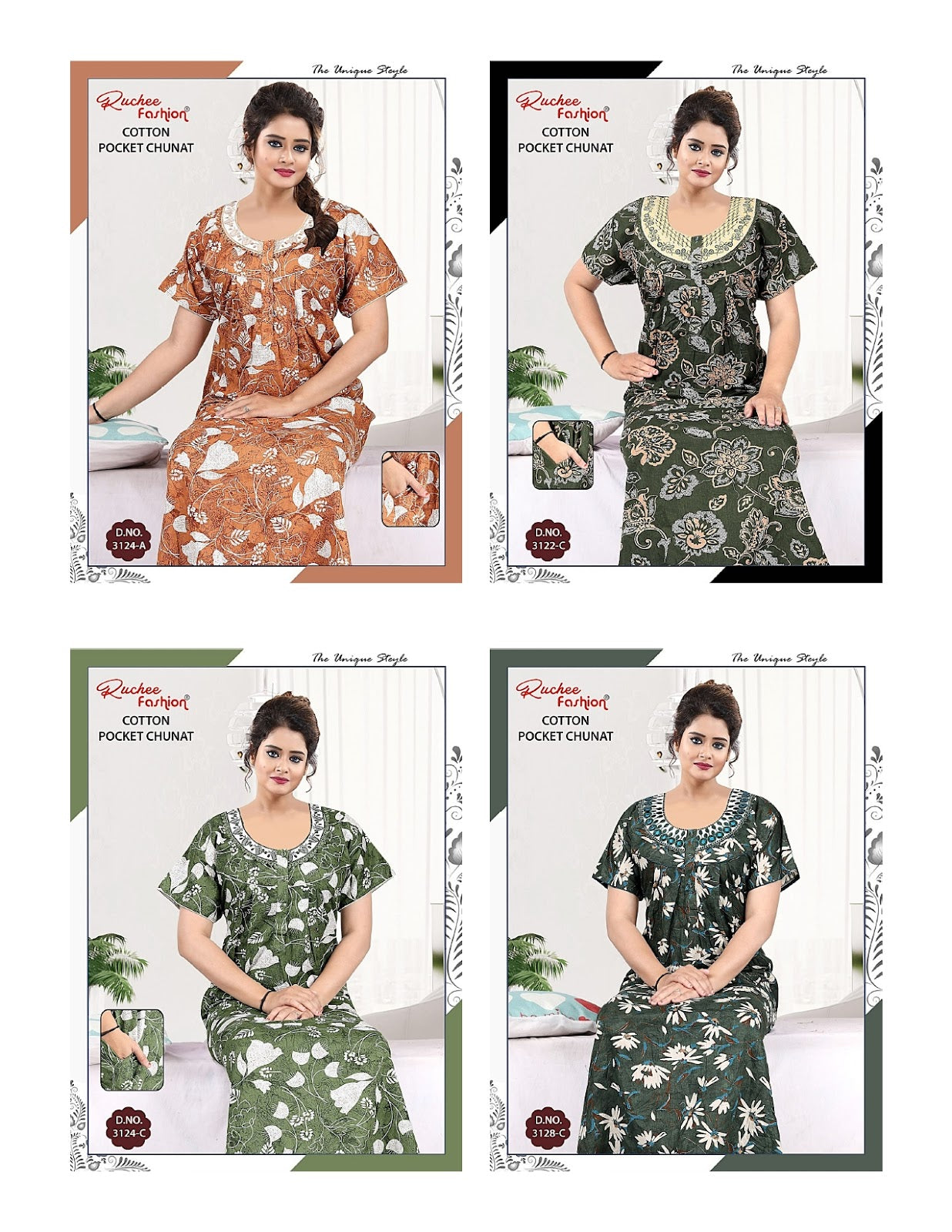 Cotton Chunat 1205 Ruchee Fashion Night Gowns Exporter India