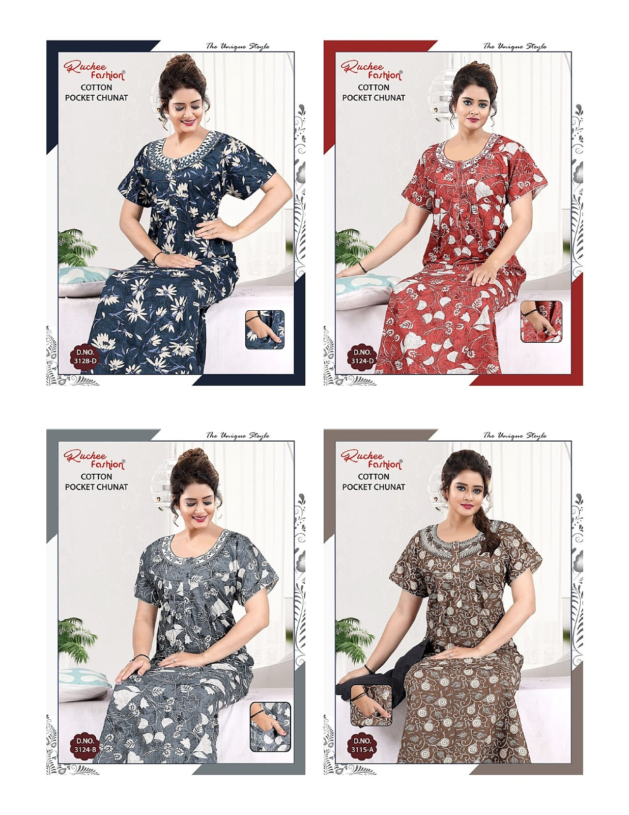 Cotton Chunat 1205 Ruchee Fashion Night Gowns Exporter India