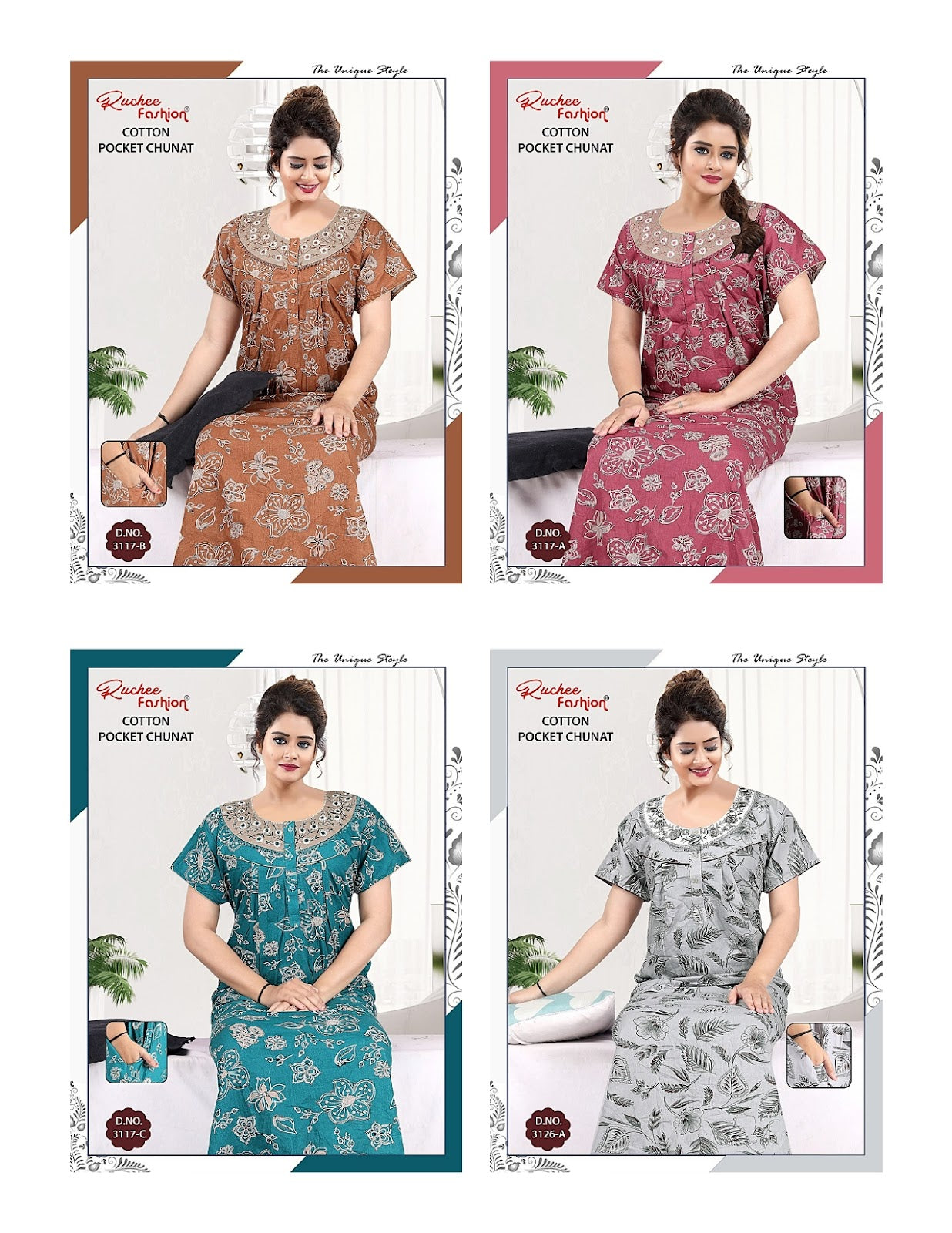 Cotton Chunat 1205 Ruchee Fashion Night Gowns Exporter India