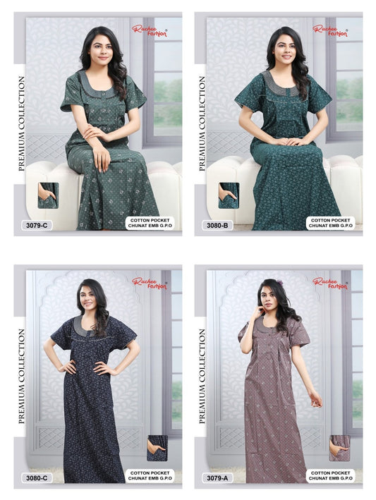 Cotton Chunat Ruchee Fashion Night Gowns Supplier