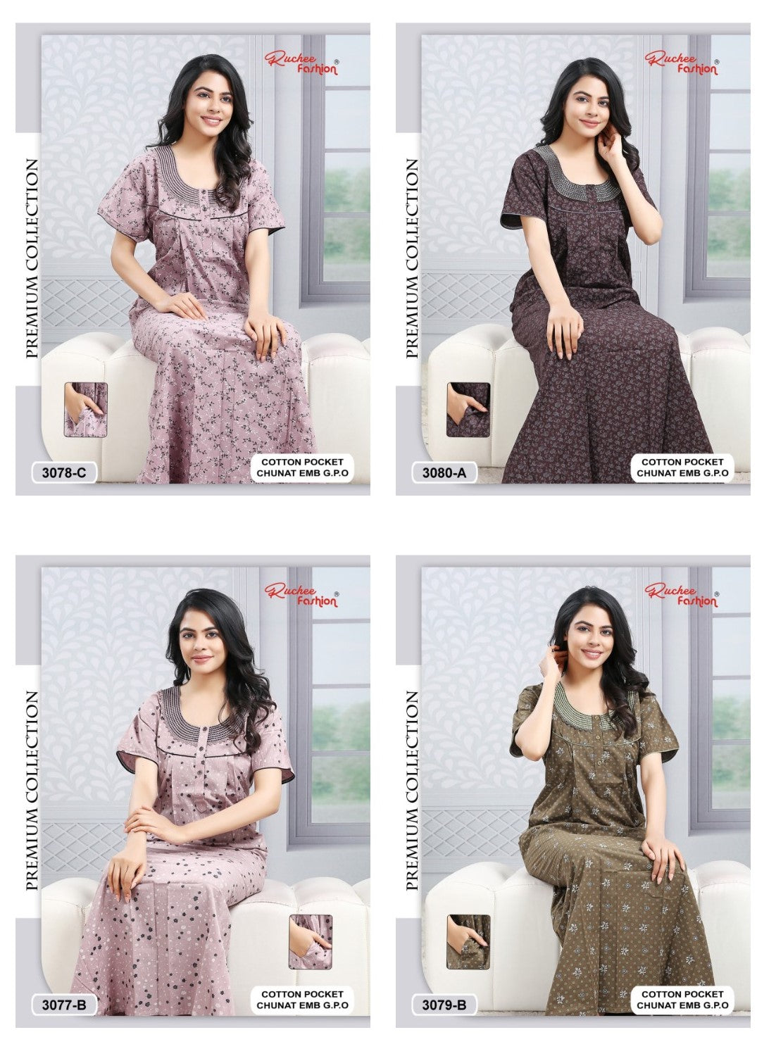 Cotton Chunat Ruchee Fashion Night Gowns Supplier