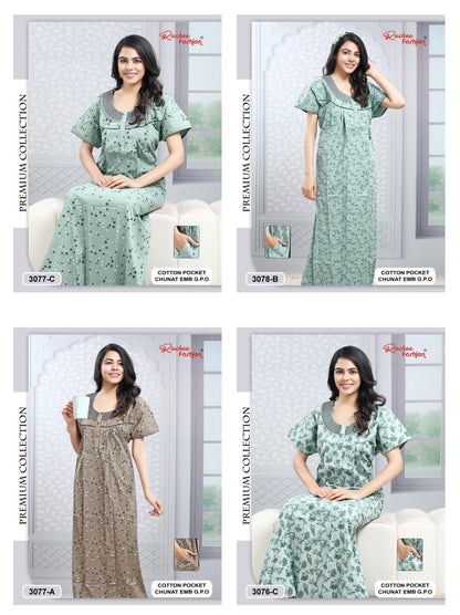Cotton Chunat Ruchee Fashion Night Gowns Supplier