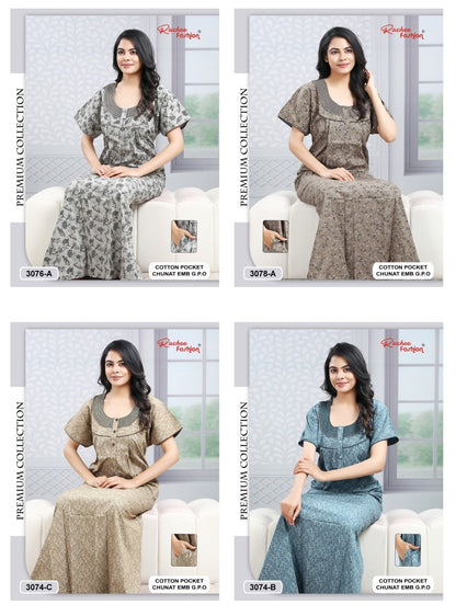 Cotton Chunat Ruchee Fashion Night Gowns Supplier