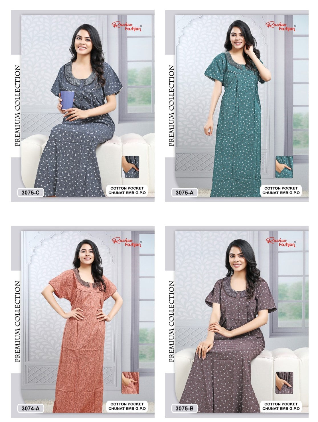 Cotton Chunat Ruchee Fashion Night Gowns Supplier