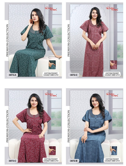 Cotton Chunat Ruchee Fashion Night Gowns Supplier