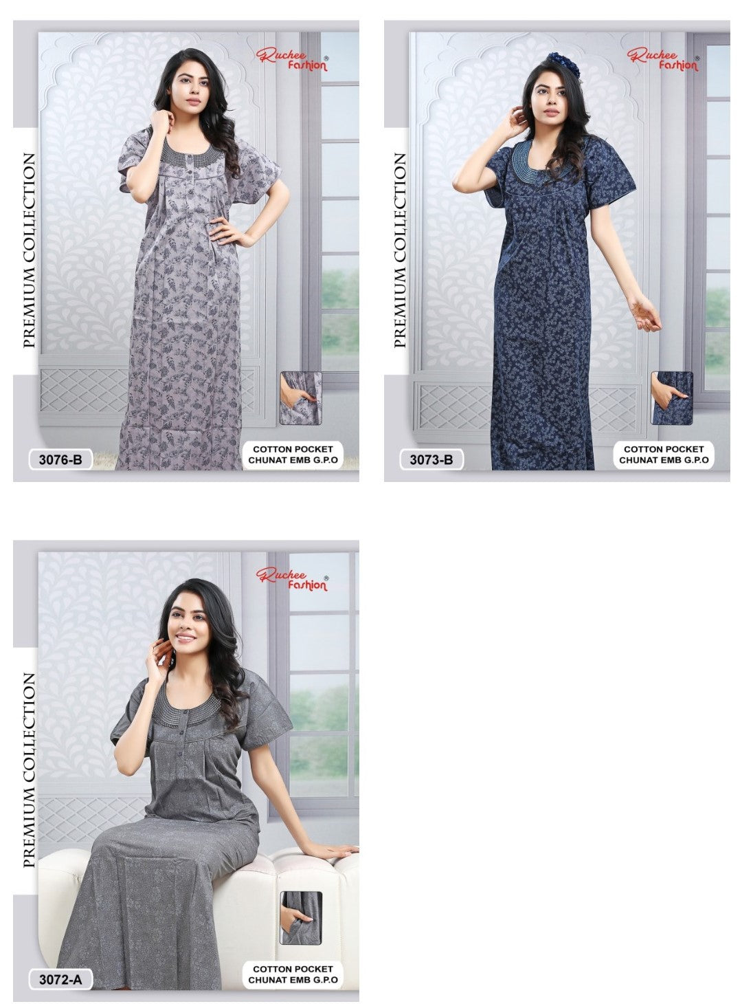 Cotton Chunat Ruchee Fashion Night Gowns Supplier