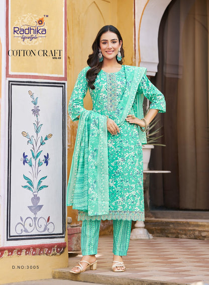Cotton Craft Vol 3 Radhika Lifestyle Readymade Pant Style Suits Wholesaler Ahmedabad