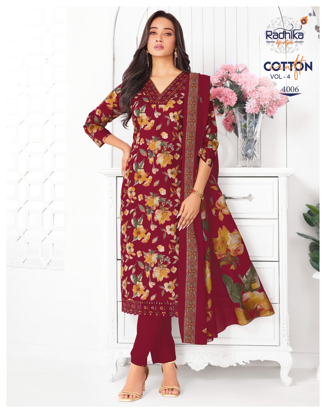 Cotton Craft Vol 4 Radhika Lifestyle Readymade Pant Style Suits Supplier India