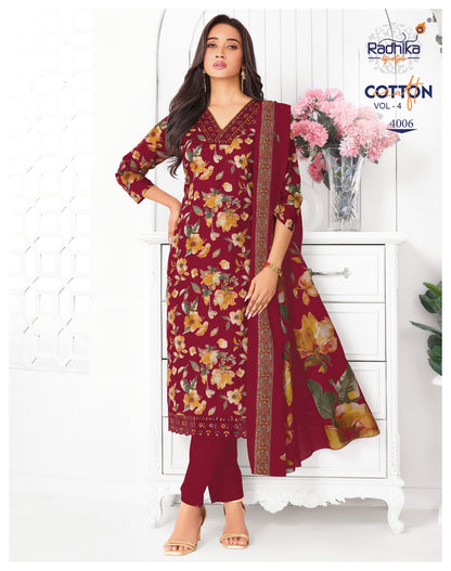 Cotton Craft Vol 4 Radhika Lifestyle Readymade Pant Style Suits Supplier India