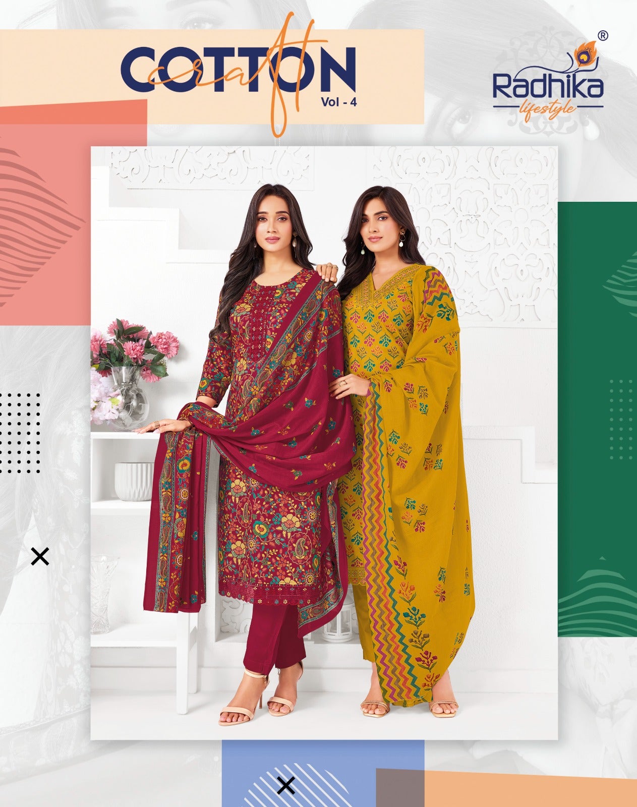 Cotton Craft Vol 4 Radhika Lifestyle Readymade Pant Style Suits Supplier India