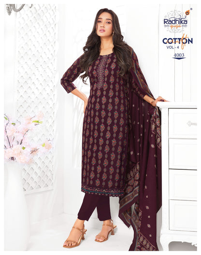 Cotton Craft Vol 4 Radhika Lifestyle Readymade Pant Style Suits Supplier India