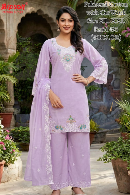 Cotton Cutwork 0807 Bipson Prints Pakistani Readymade Suits Supplier Ahmedabad