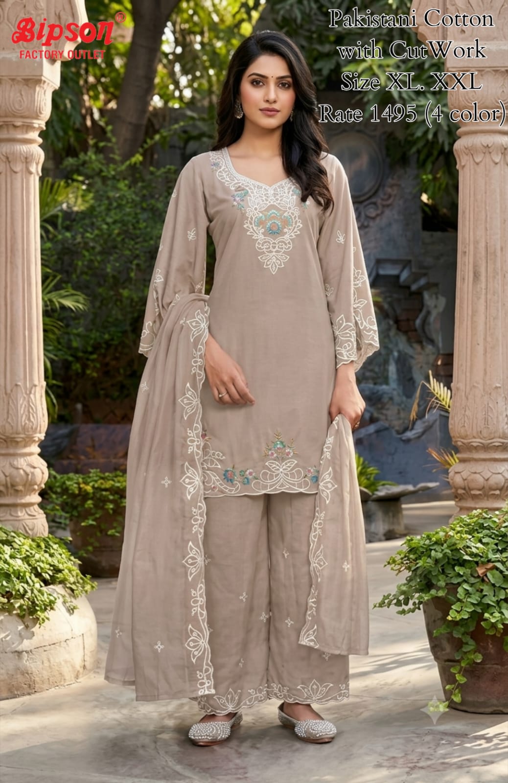 Cotton Cutwork 0807 Bipson Prints Pakistani Readymade Suits Supplier Ahmedabad