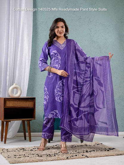 Cotton Design 140525 Mfs Readymade Pant Style Suits Wholesaler Ahmedabad